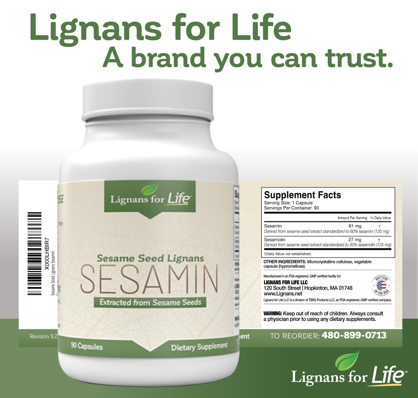 Lignans For Life sesame extract bottle on desk promotes everyday wellness