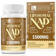 Front view of LIGUSTERI 1500 mg liposomal NAD+ bottle with label