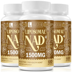 Bottle of LIGUSTERI Liposomal NAD+ with TMG 180 softgels on a white background
