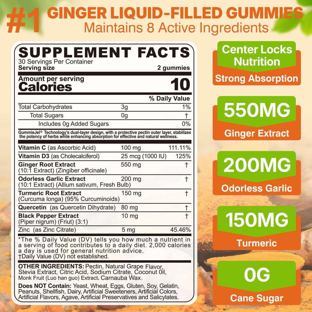 Close-up of ginger and turmeric gummies