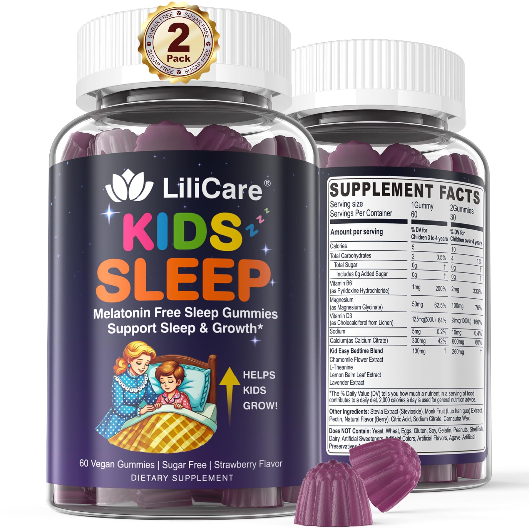 Pack of 2 LILICARE Kids Sleep Gummies bottles
