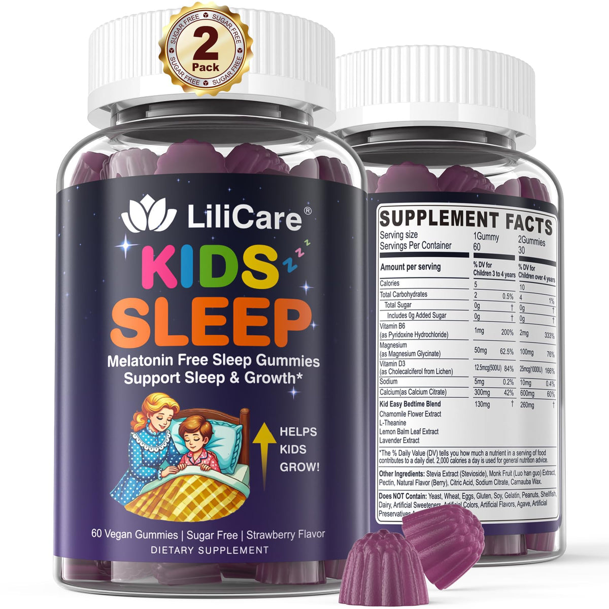 Pack of 2 LILICARE Kids Sleep Gummies bottles