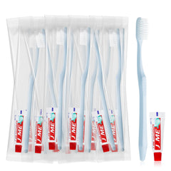 Lilingsty disposable toothbrush with toothpaste in a light blue handle and white bristles