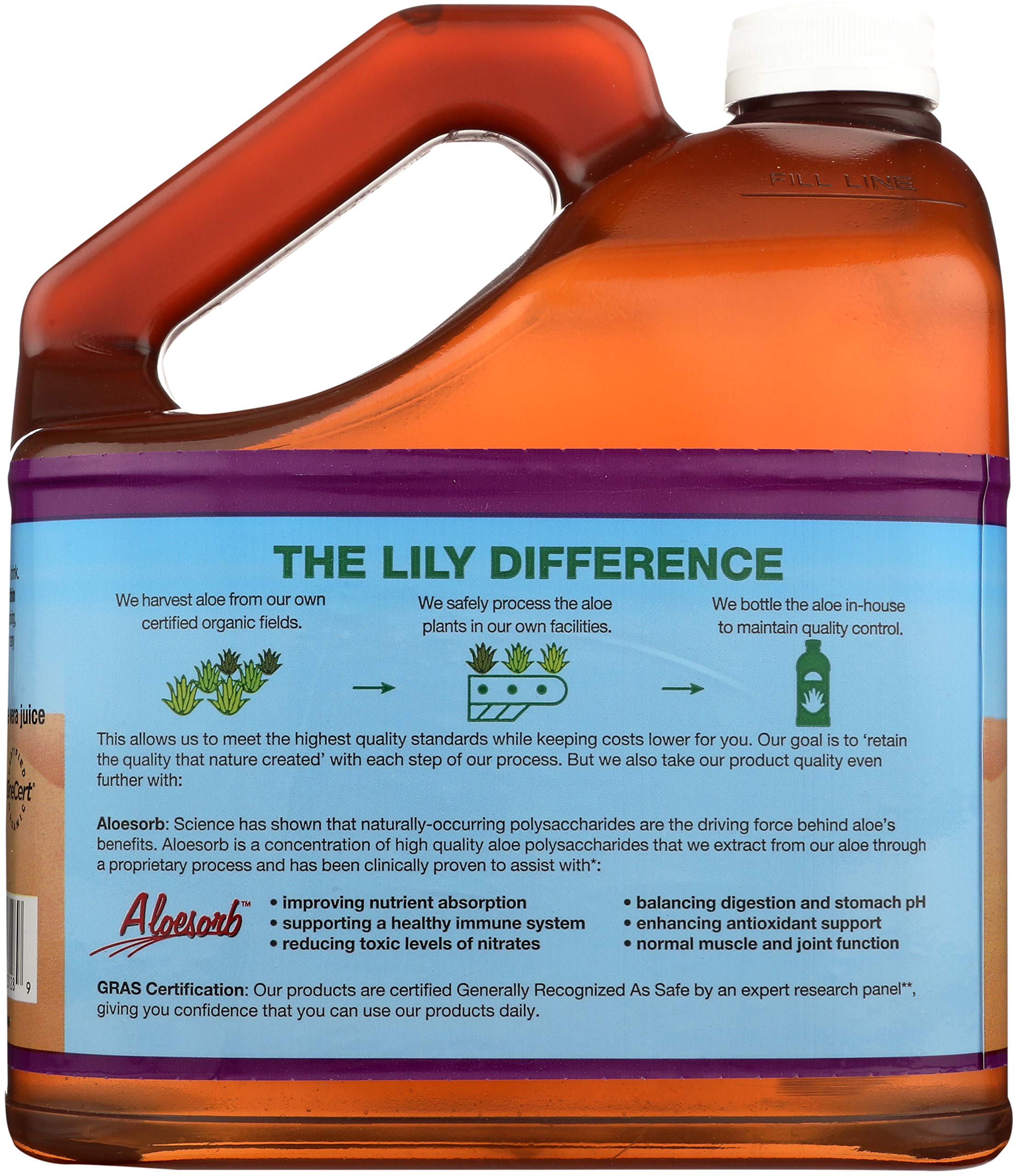 Close-up of AloeSorb on the Aloe Vera Juice bottle label