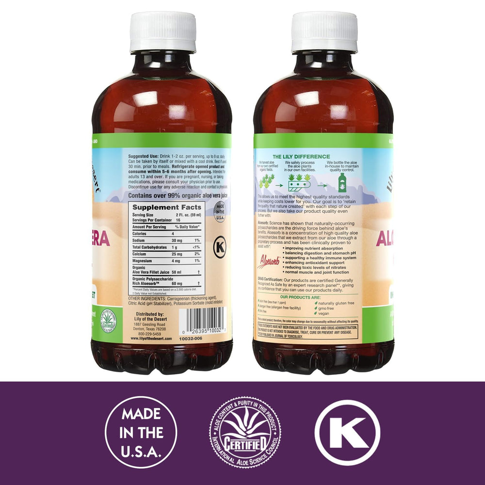 Bottles of Aloe Vera Juice 2-Pack Inner Fillet side-by-side