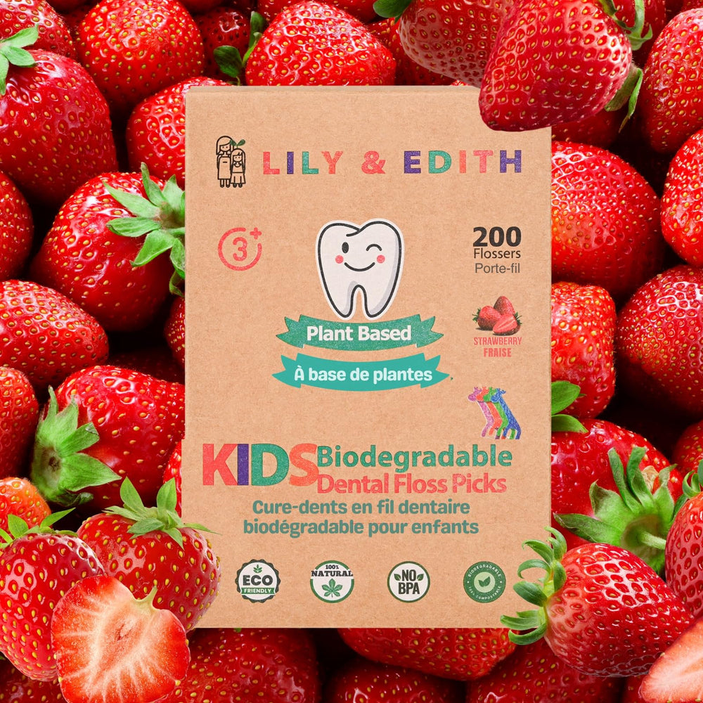 Main product image: Lily & Edith Kids Strawberry Plant Based Dental Floss Picks