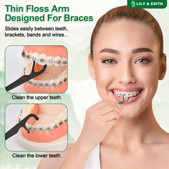 Close-up of bamboo charcoal floss thread for braces