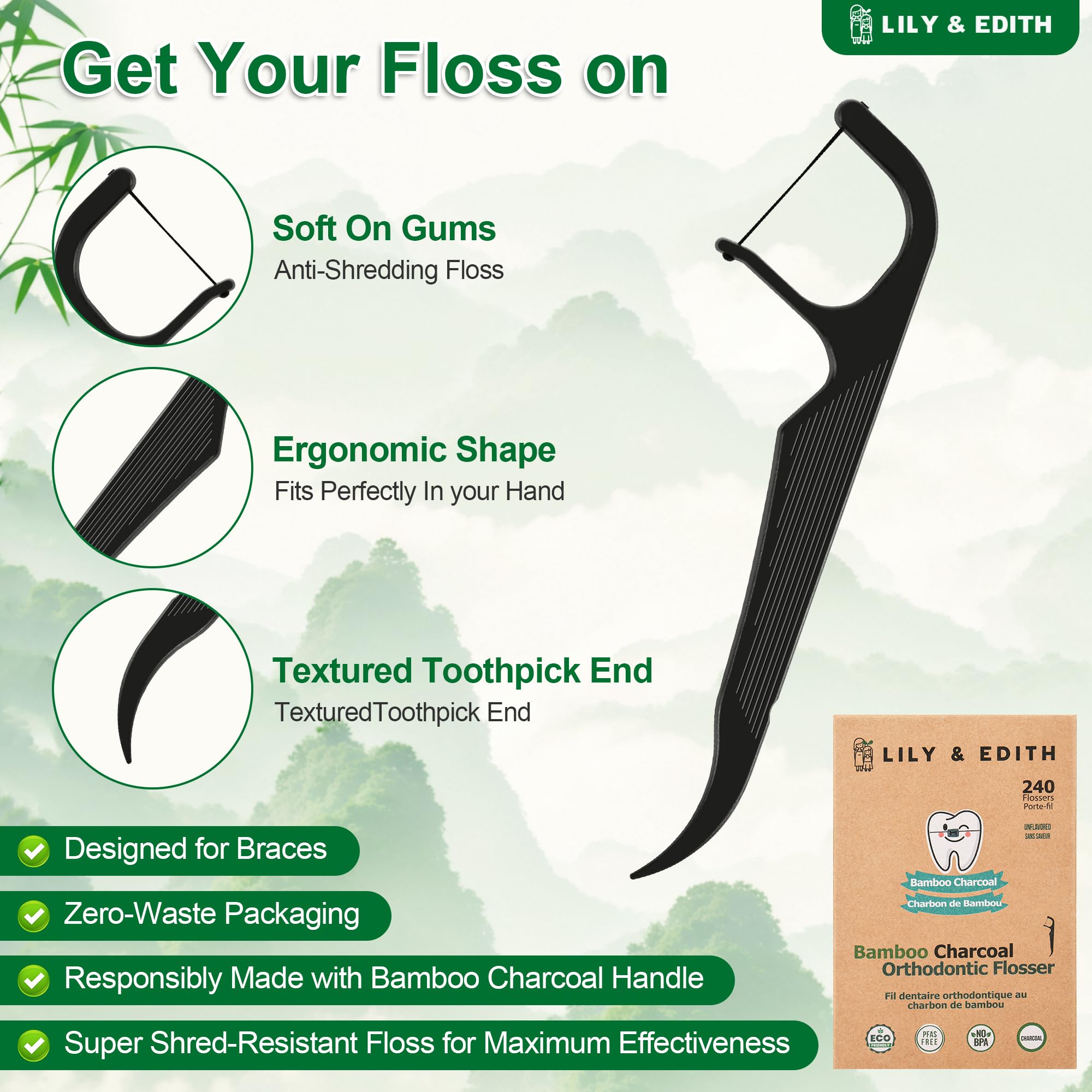 Floss picks safe for adults and kids with braces