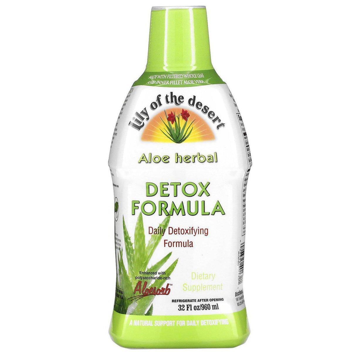 Bottle of Lily Of The Desert Aloe Vera Herbal Detox Formula 32 oz
