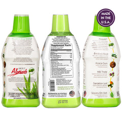 Close-up of Lily Of The Desert Aloe Vera Herbal Detox 32 oz bottle