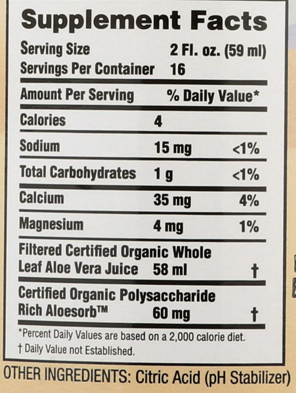 Front label of Lily Of The Desert Aloe Vera Juice Whole Leaf 32 oz