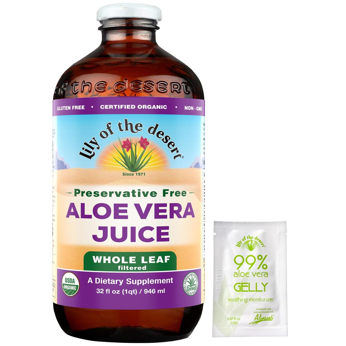 Lily of the Desert Organic Aloe Vera Whole Leaf 32 oz bottle