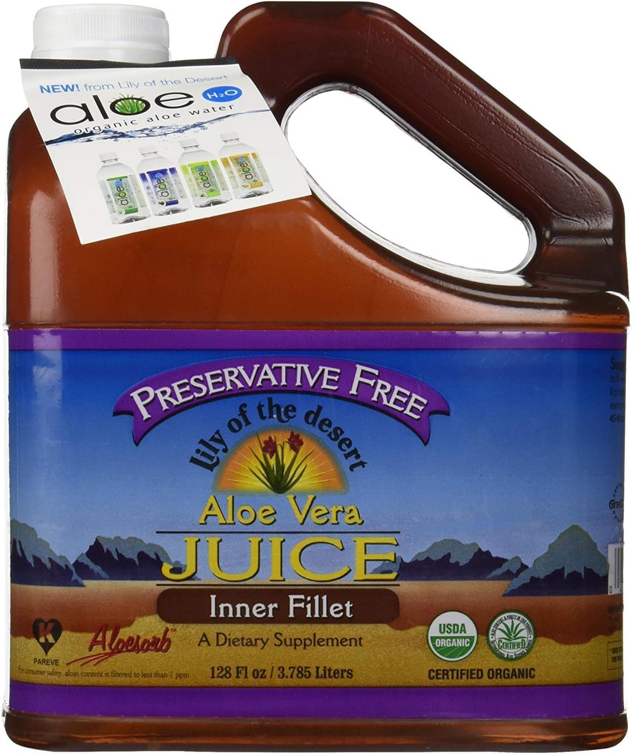 Lily Of The Desert Preservative Free Aloe Vera 1 gal bottle in glass