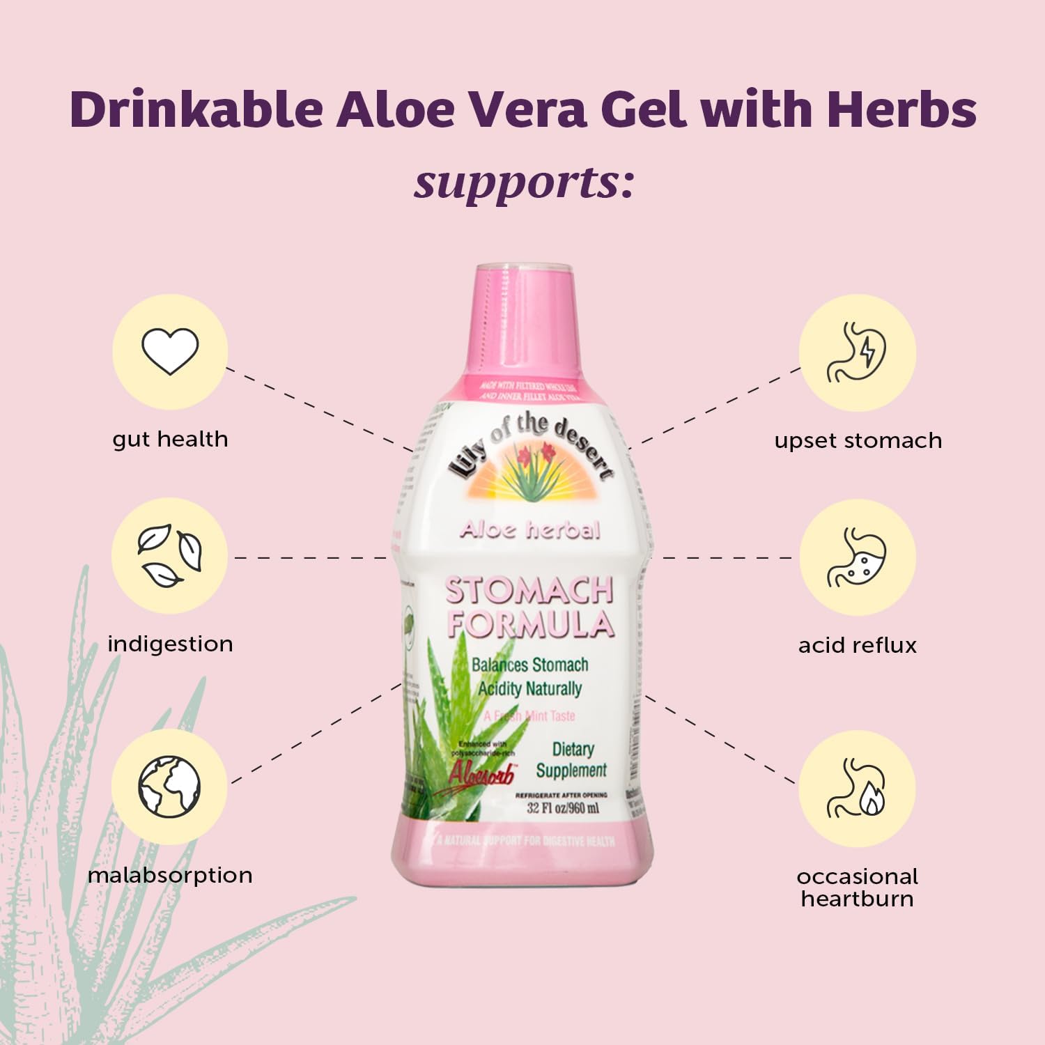 Pouring Aloe Vera Stomach Formula into a glass