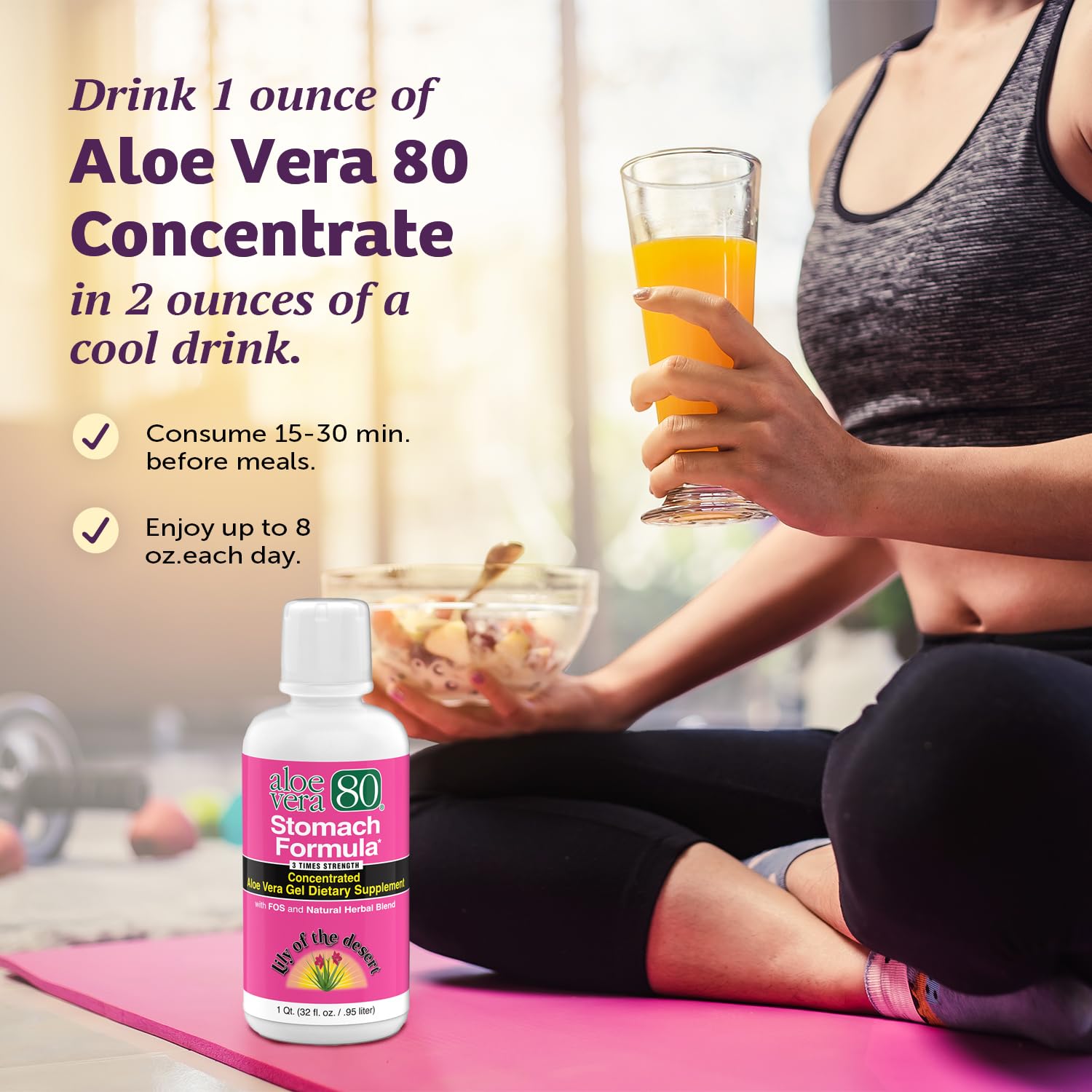 Ingredients and supplement facts for Lily of the Desert Aloe Vera 80 Stomach Formula