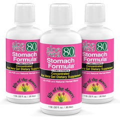 Main image: Lily of the Desert Stomach Formula 3-pack bottles