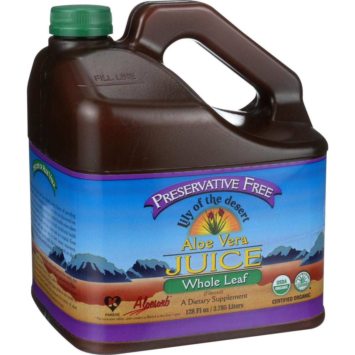 Bottle of Lily Of The Desert Aloe Vera Gel Whole Leaf, Filtered, 1 Count
