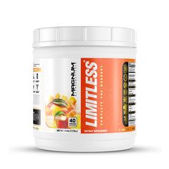 LIMITLESS Magnum 504g jar featuring Peach Mango Rush flavor