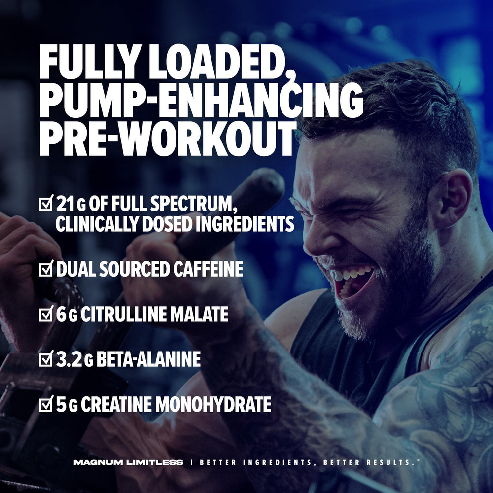 Nutrition facts panel on LIMITLESS Magnum 504g