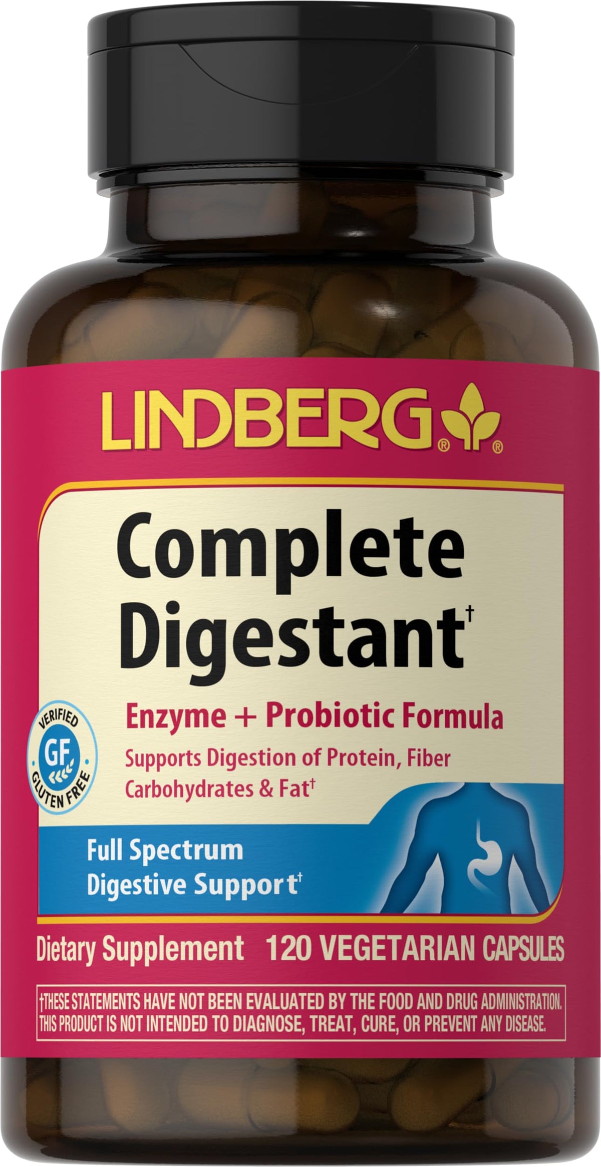Lindberg Complete Digestant bottle with 120 capsules label