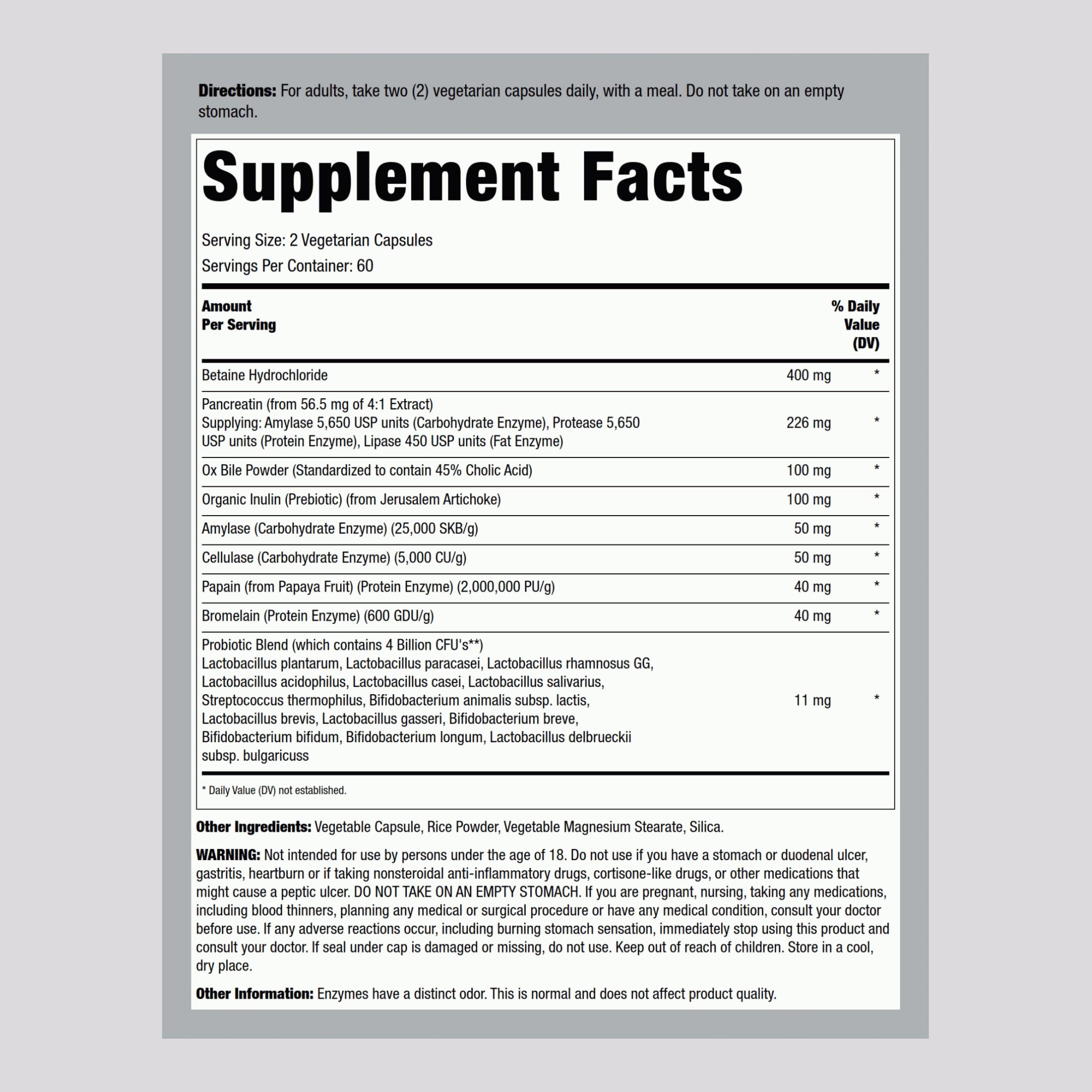 Close-up of Lindberg Complete Digestant capsules