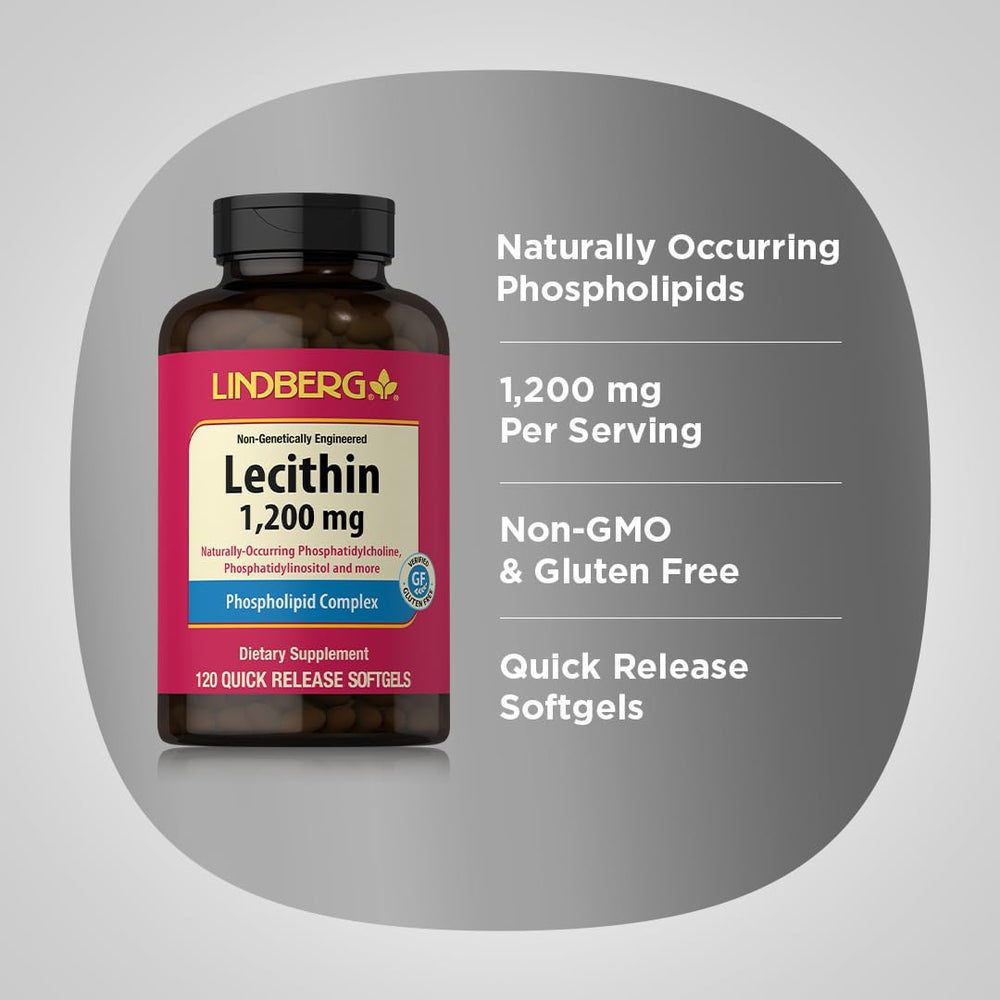 Supplement facts panel on Lindberg Lecithin bottle