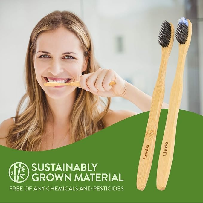 Bamboo toothbrush showing compostable handle design