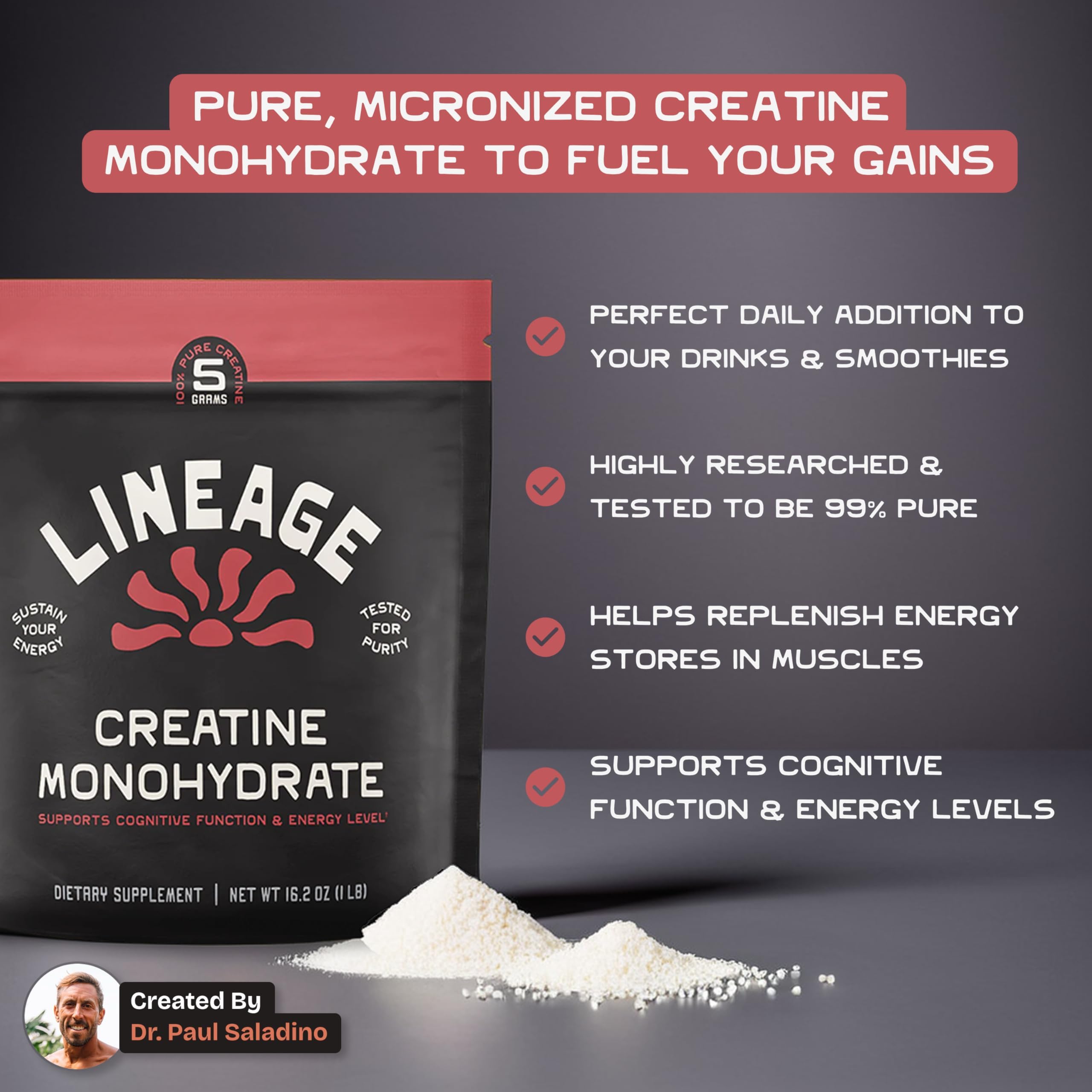 Close-up of micronized creatine powder dissolving in water