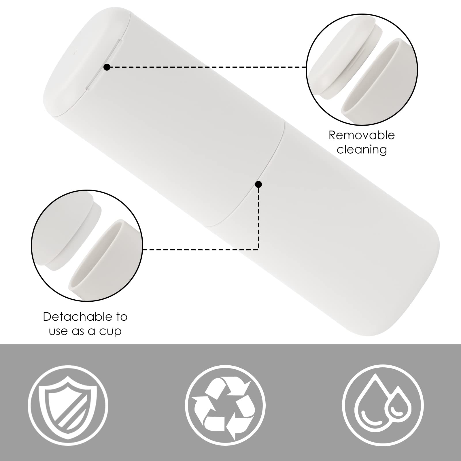 Two-section interior holds 2 toothbrushes and 1 toothpaste