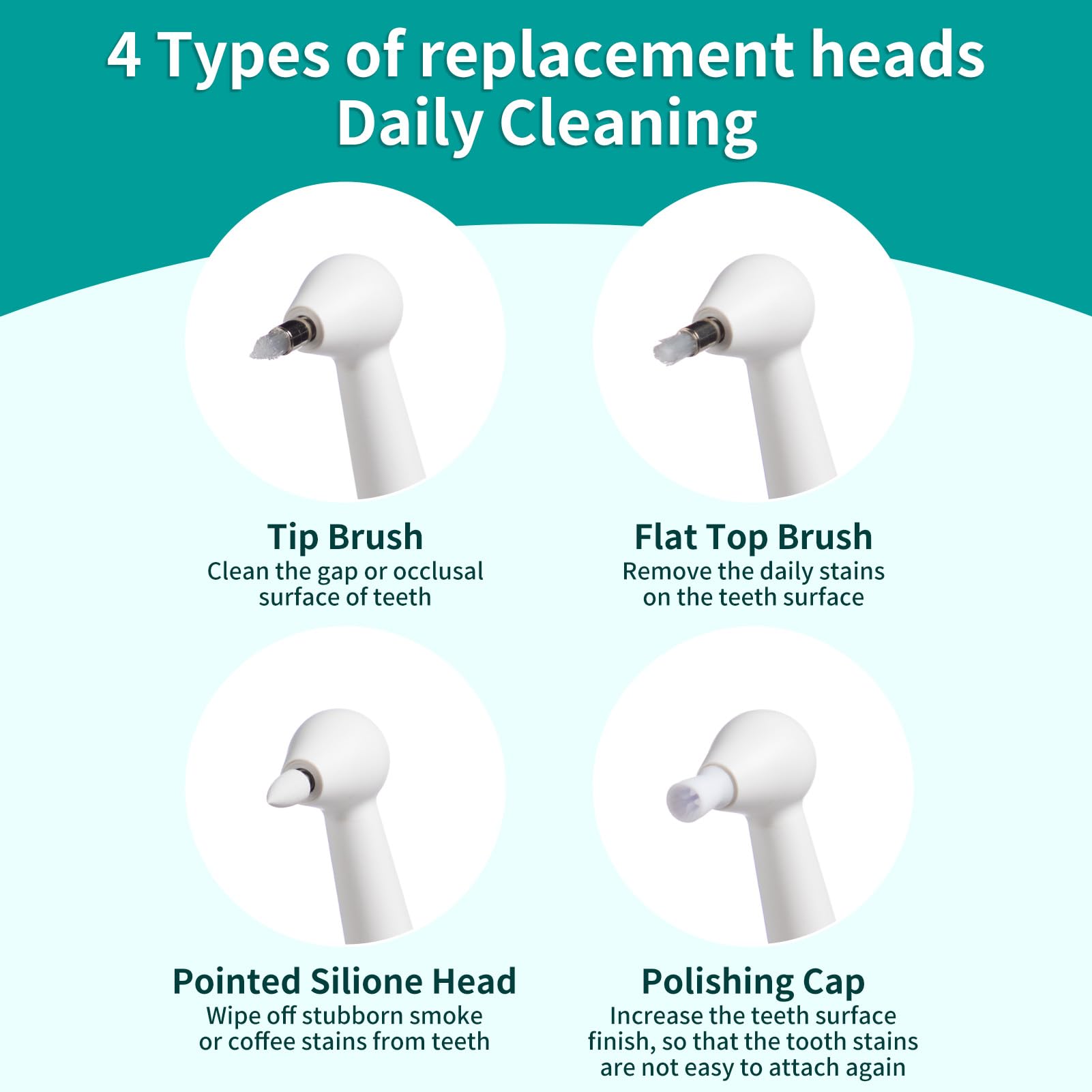 LINKYCARE Teeth Polisher Replacement Brush Heads Kit - Silicone Stubborn Stain Head