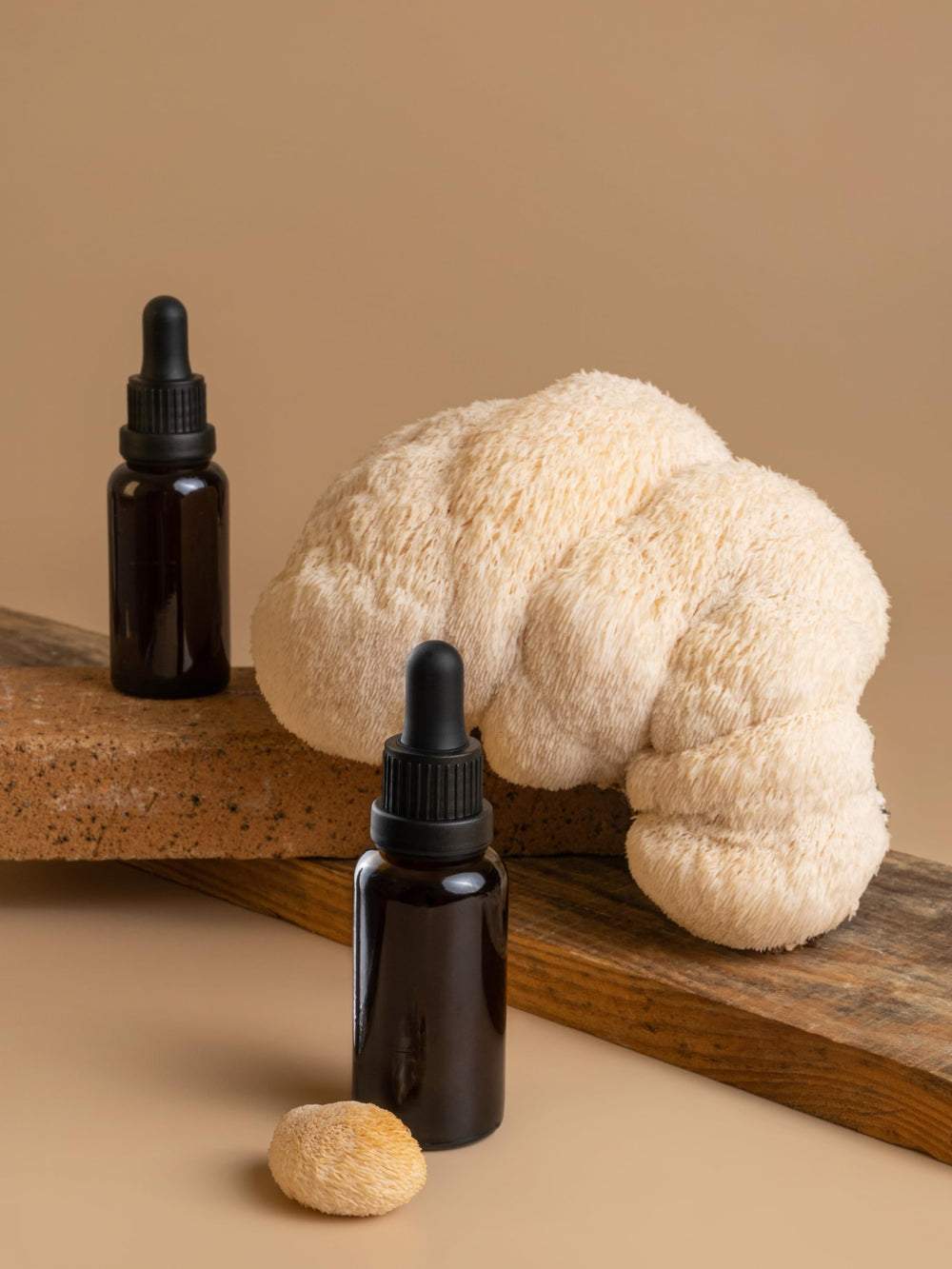 Ground Lion's Mane powder in a ceramic bowl