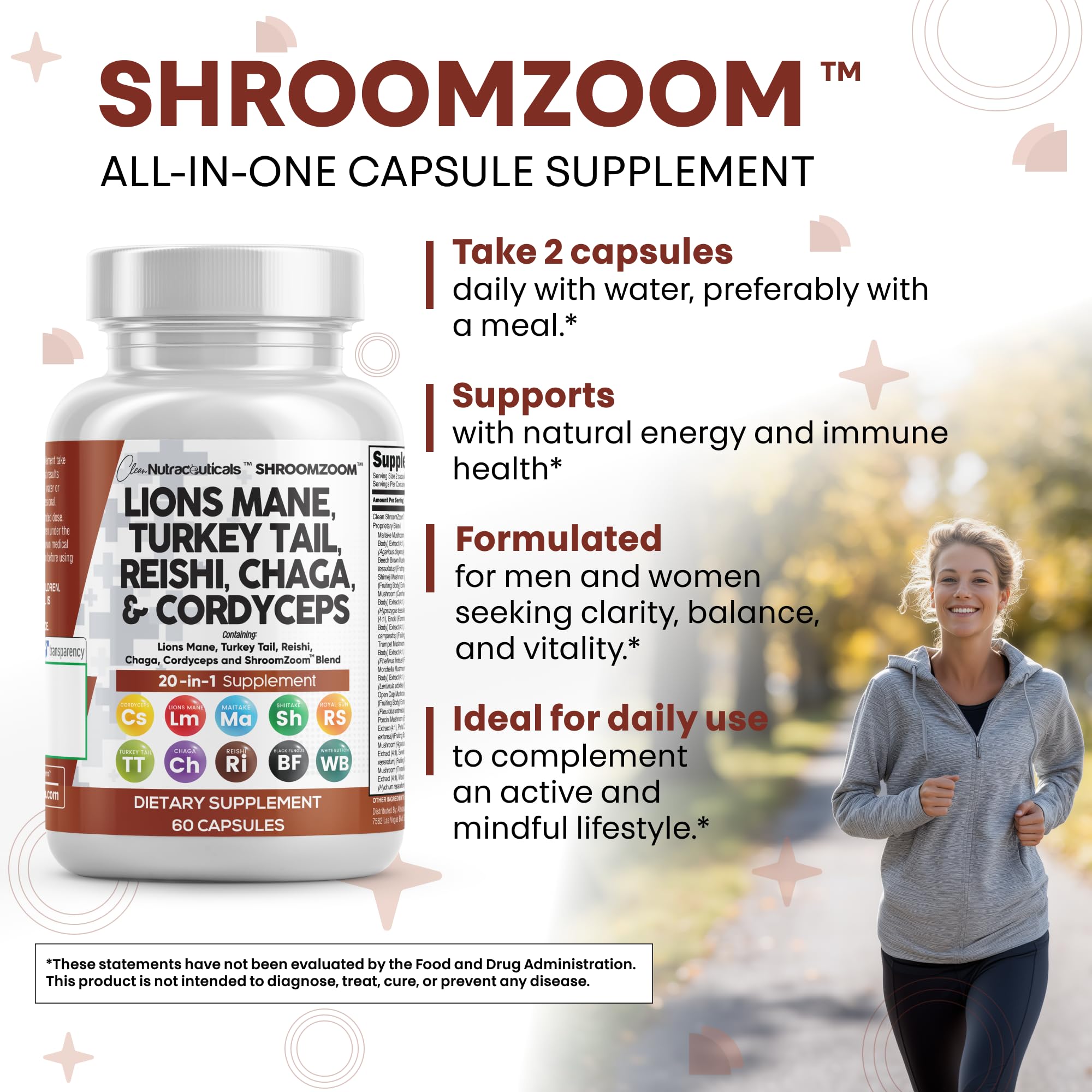 Two-capsule daily dosage of the mushroom complex