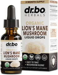 Bottle of Lions Mane mushroom supplement drops