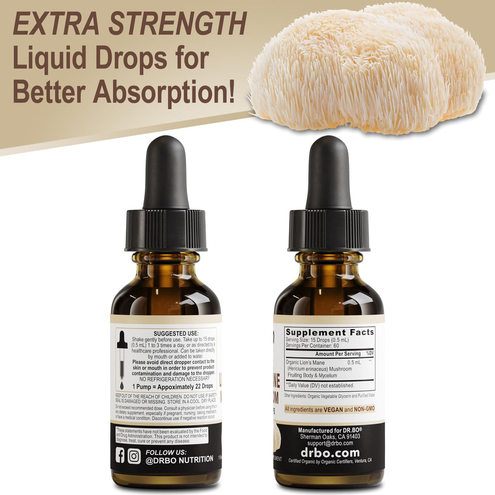 Serving dropper for easy taking Lions Mane supplement