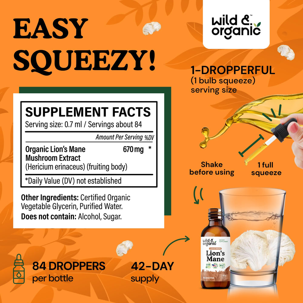 Close-up of 670 mg lions mane extract for brain support