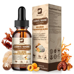 Front view of Lions Mane Liquid Drops bottle