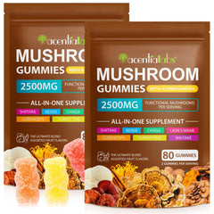 Bottle of Lions Mane Mushroom Gummies with Reishi and Cordyceps