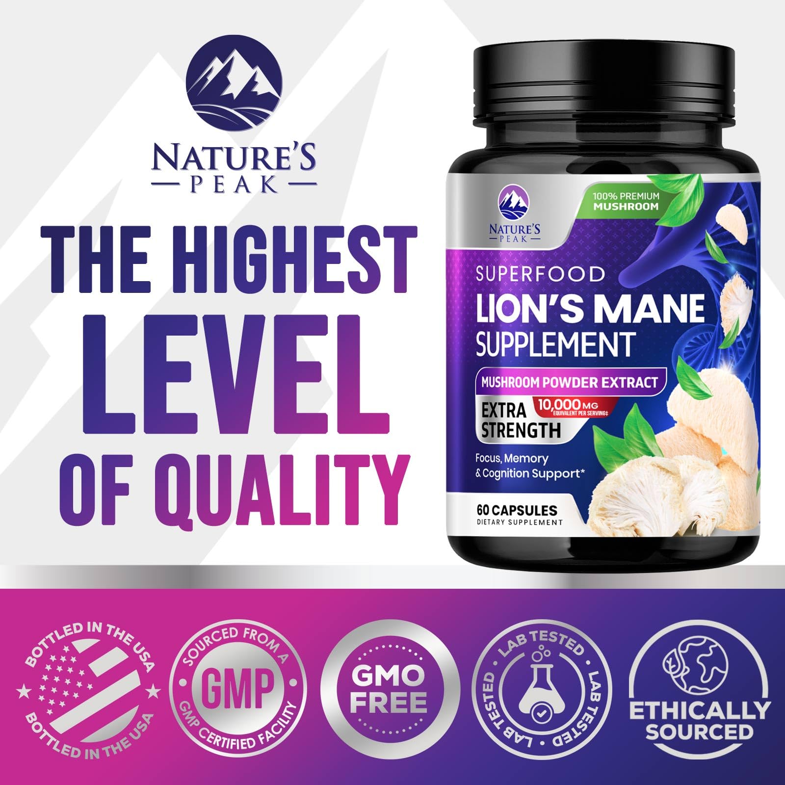 Lions Mane mushroom powder extract visual for capsules