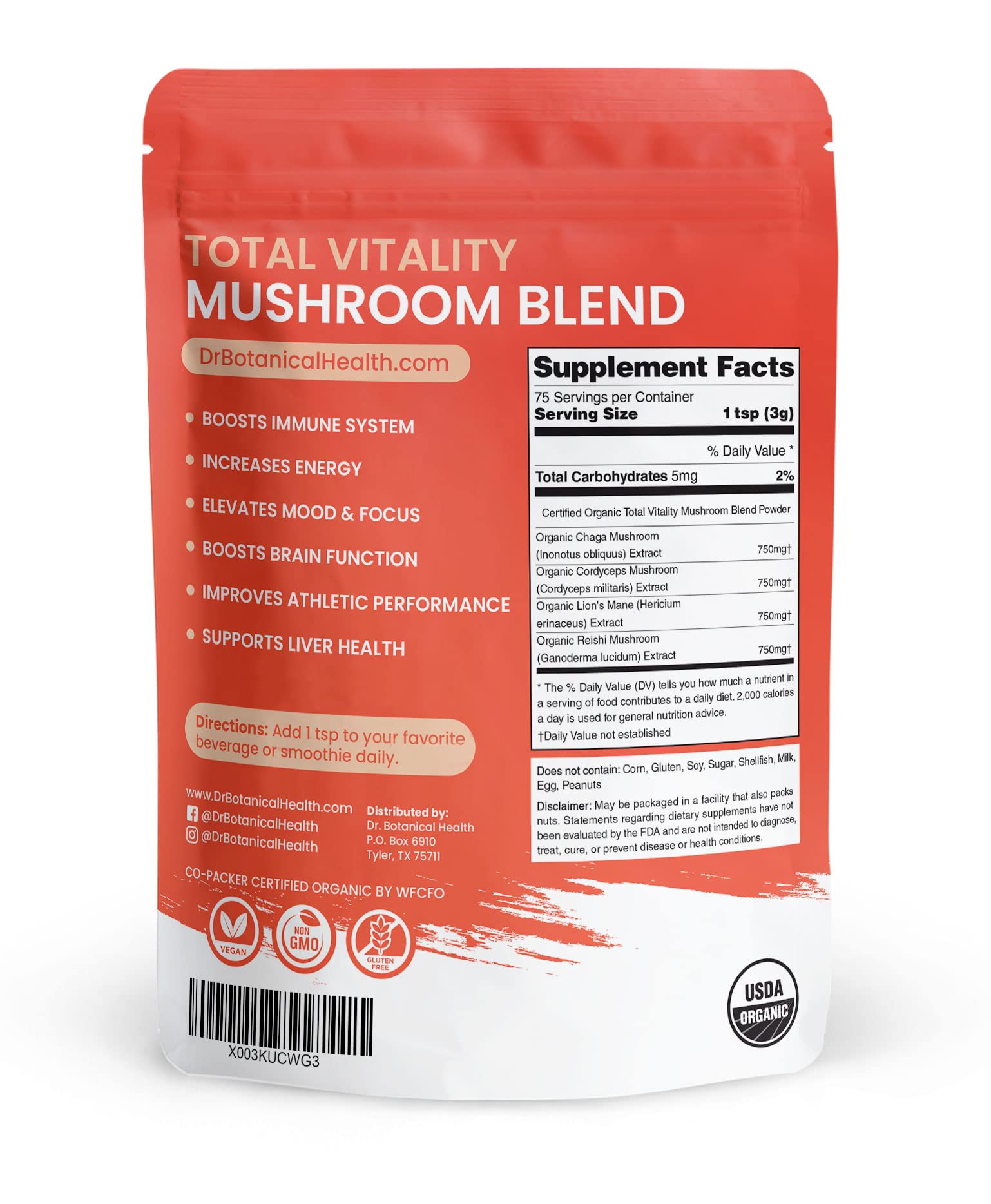 Close-up of Lion's Mane mushroom powder