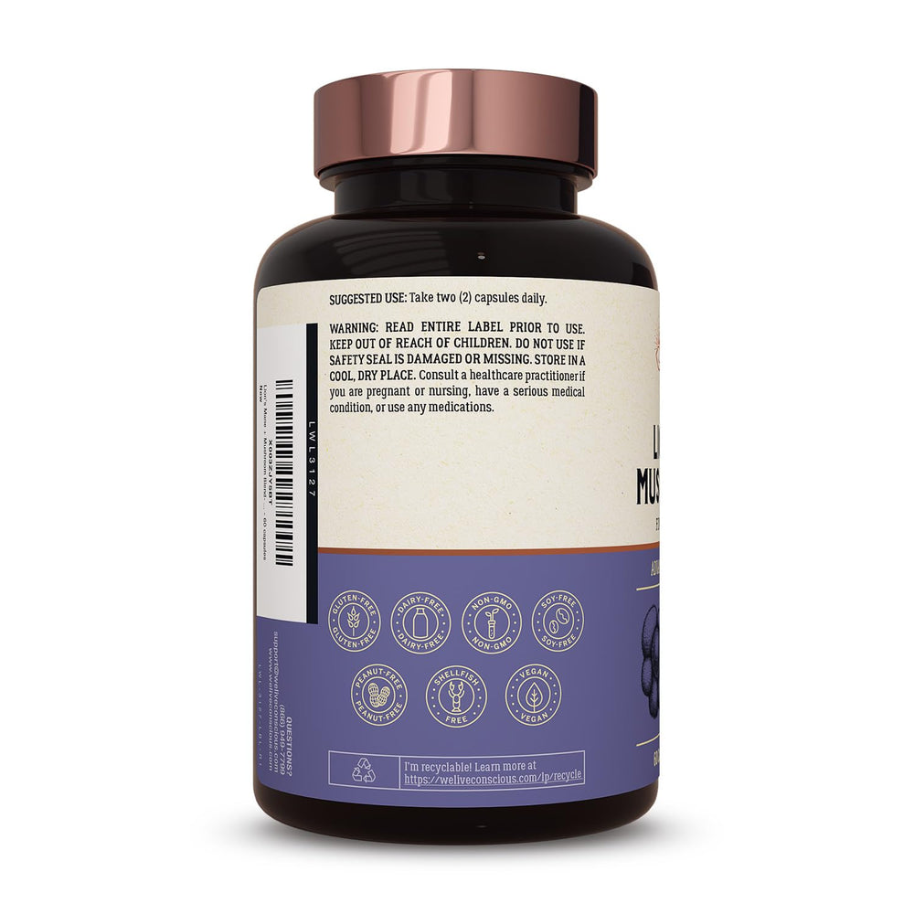 Bundle shot of Lions Mane supplement capsules