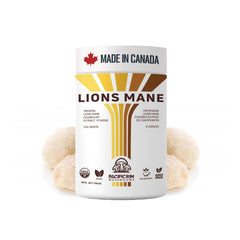 Front view of Lions Mane powder 8 oz package