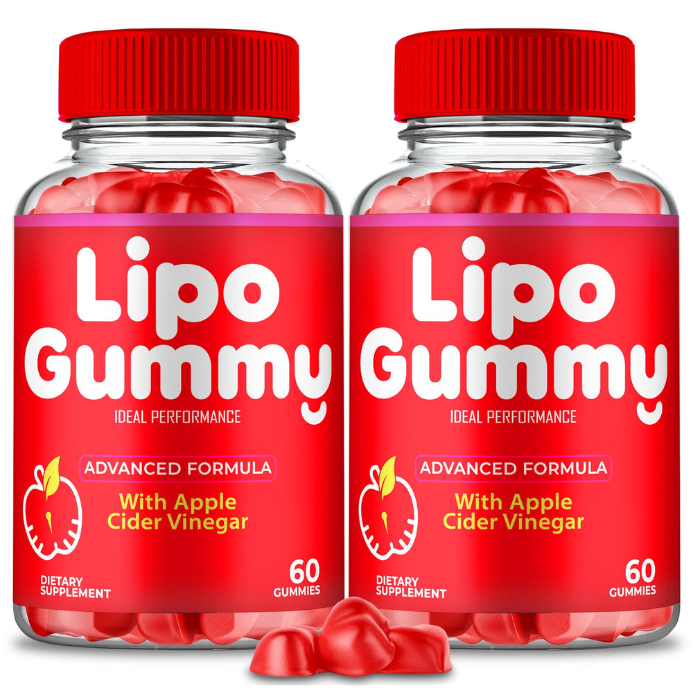 Lipo Gummy bottle with gummies on white background