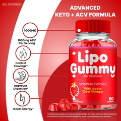 Lipo Gummy ingredients including ACV and B12