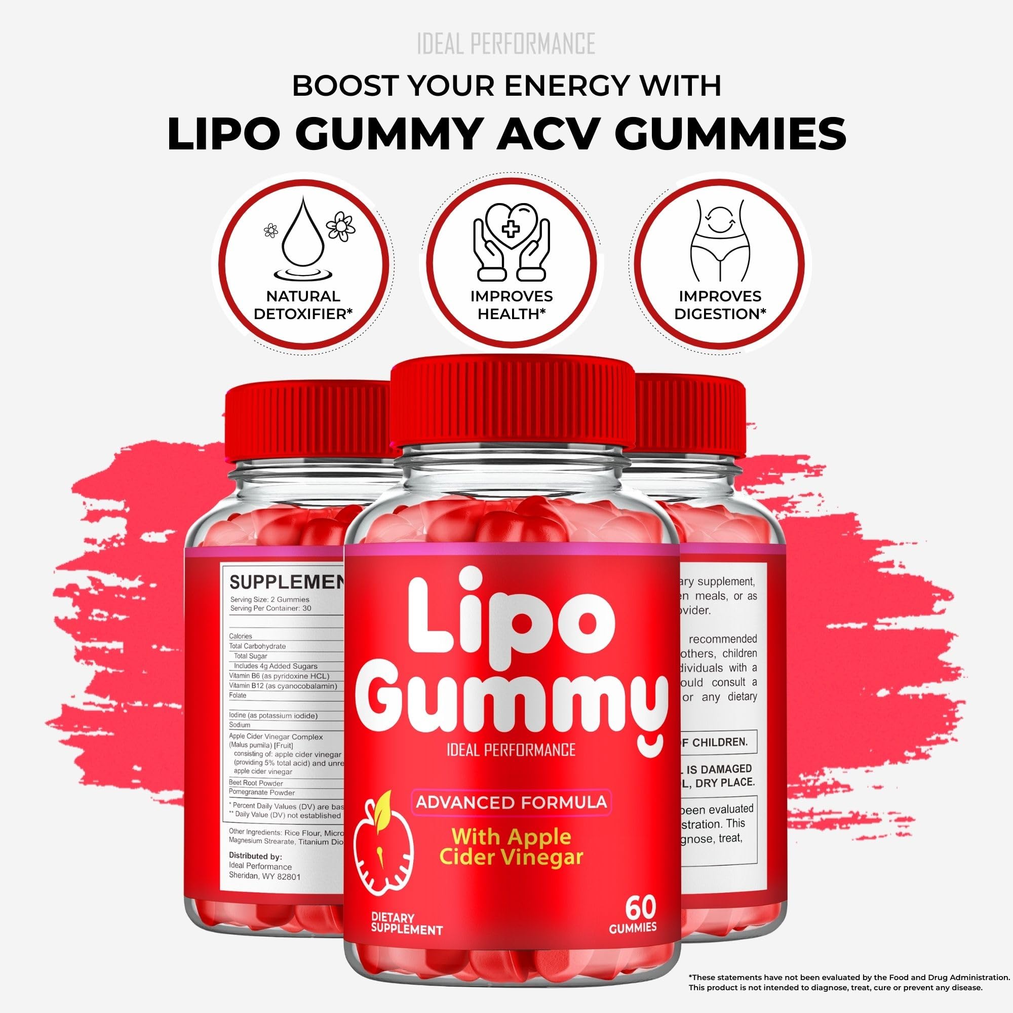 Nutrition facts panel for Lipo Gummy