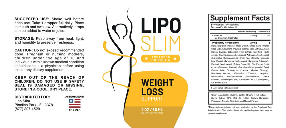 Nutrition facts and ingredients for Lipo Slim