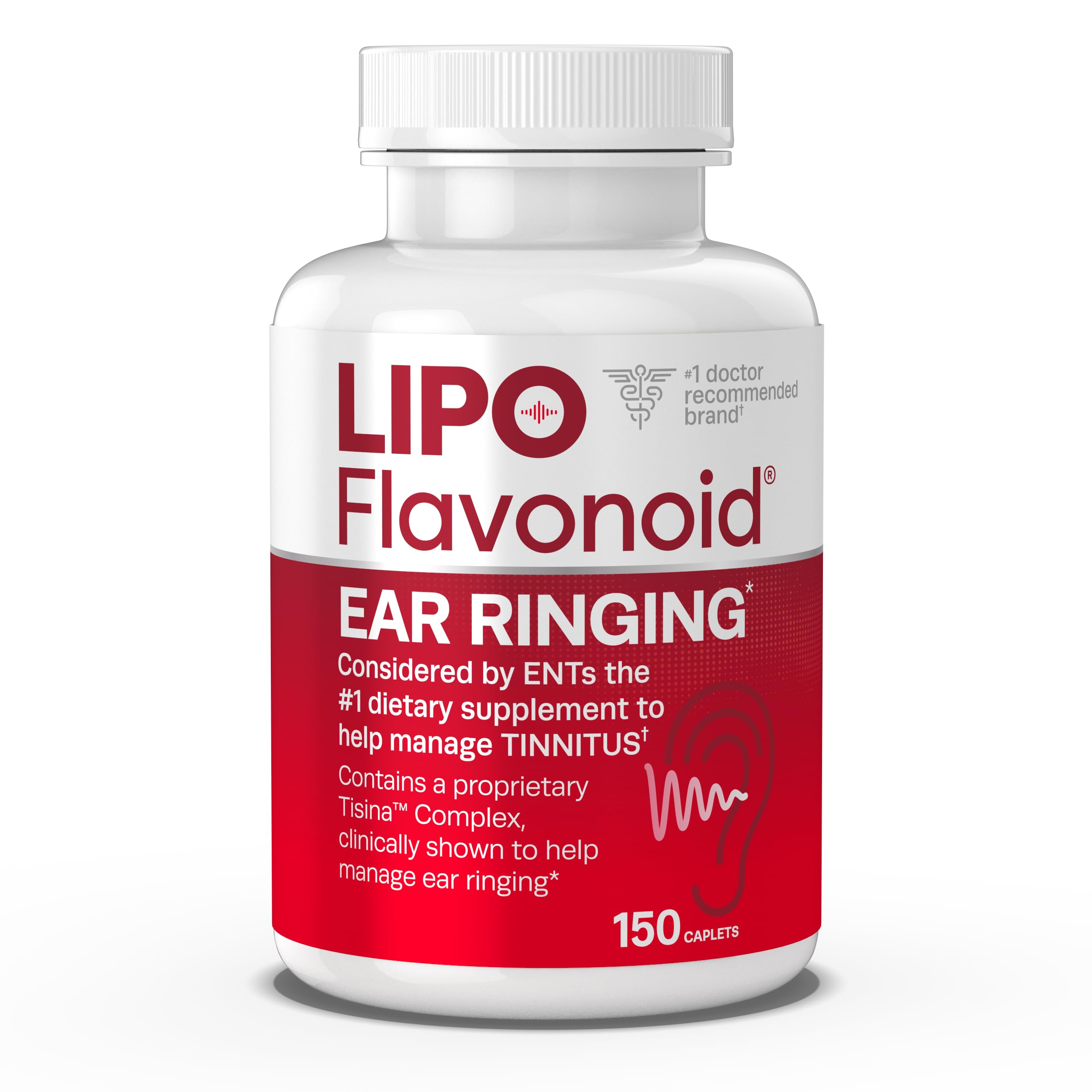 Lipo-Flavonoid Plus tinnitus relief bottle with 150 caplets