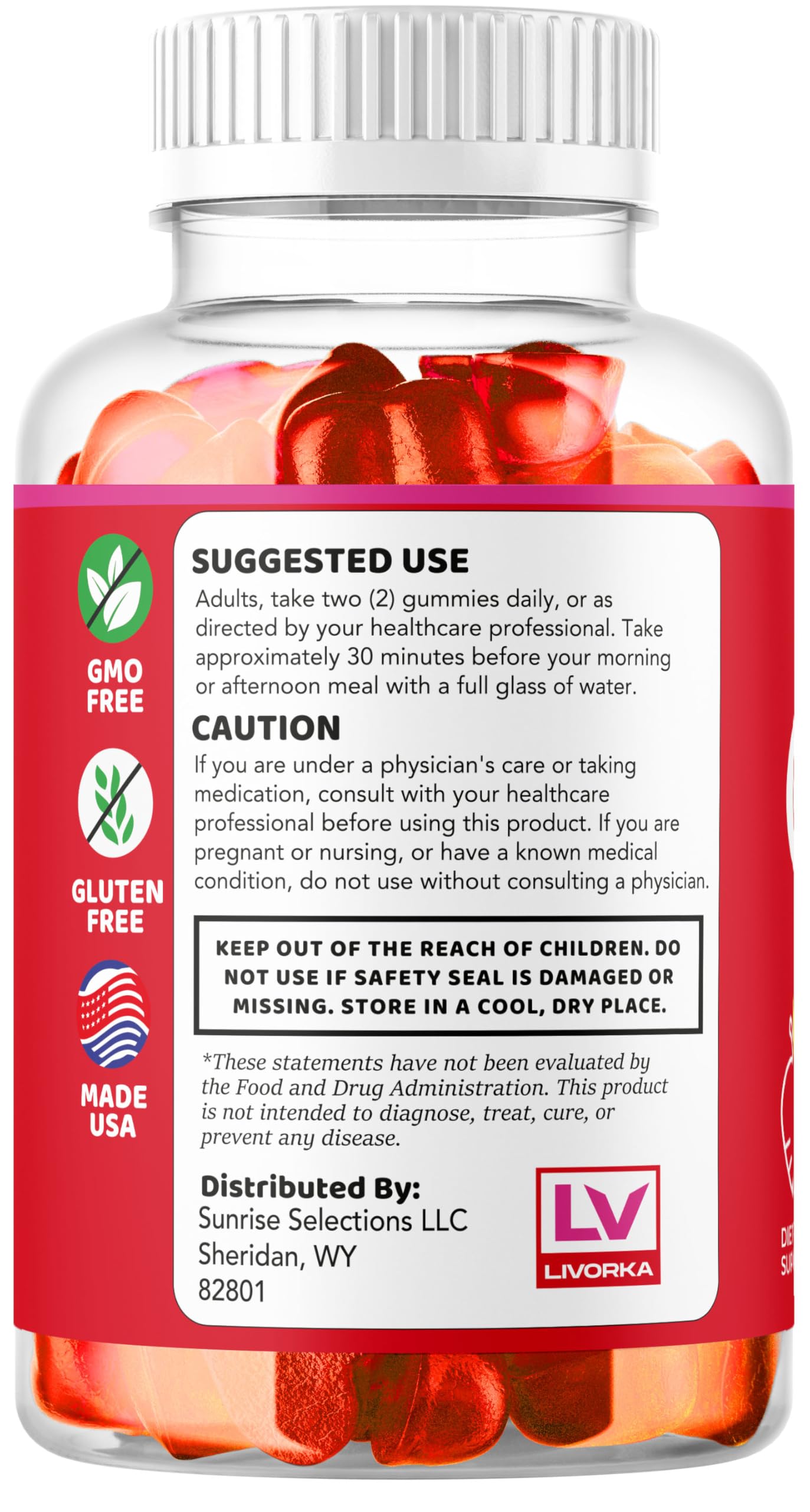 Nutrition facts panel for LipoGummy