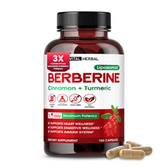 Liposomal Berberine with Cinnamon and Turmeric bottle – 150 capsules (USA-made)