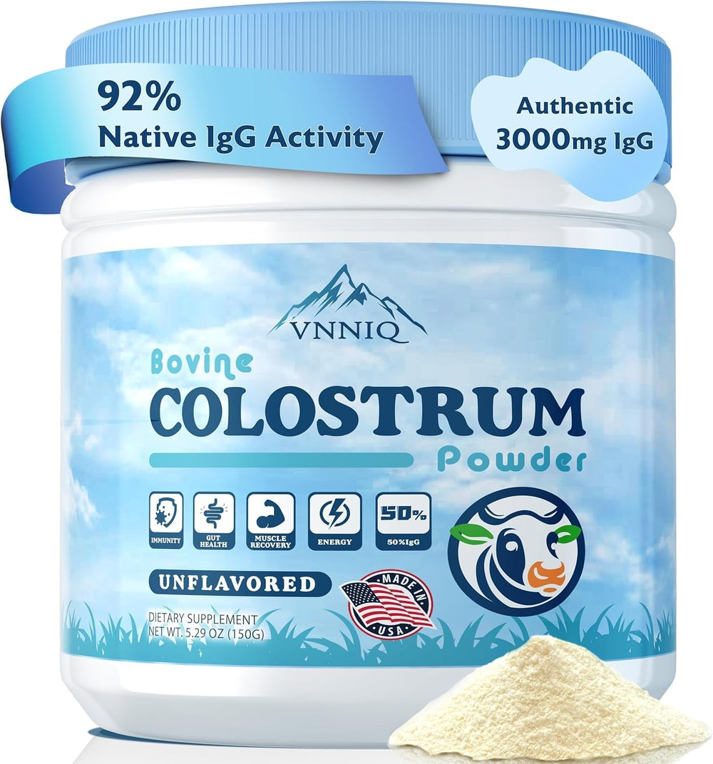 Jar of VNNIQ Liposomal Bovine Colostrum Powder with label