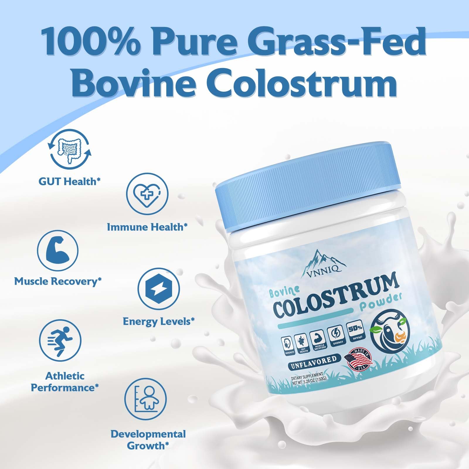 Scooping colostrum powder into a shake
